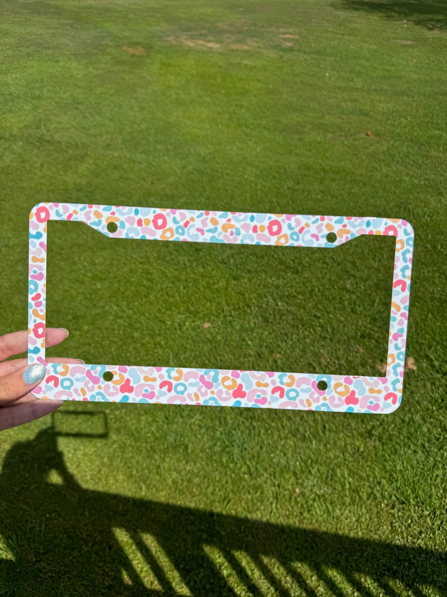 Colorful Leopard License Plate Frame