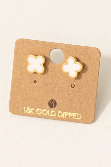 Gold Dipped Epoxy Clover Stud Earrings - AshBrooke's BoutiqueGold Dipped Epoxy Clover Stud Earrings