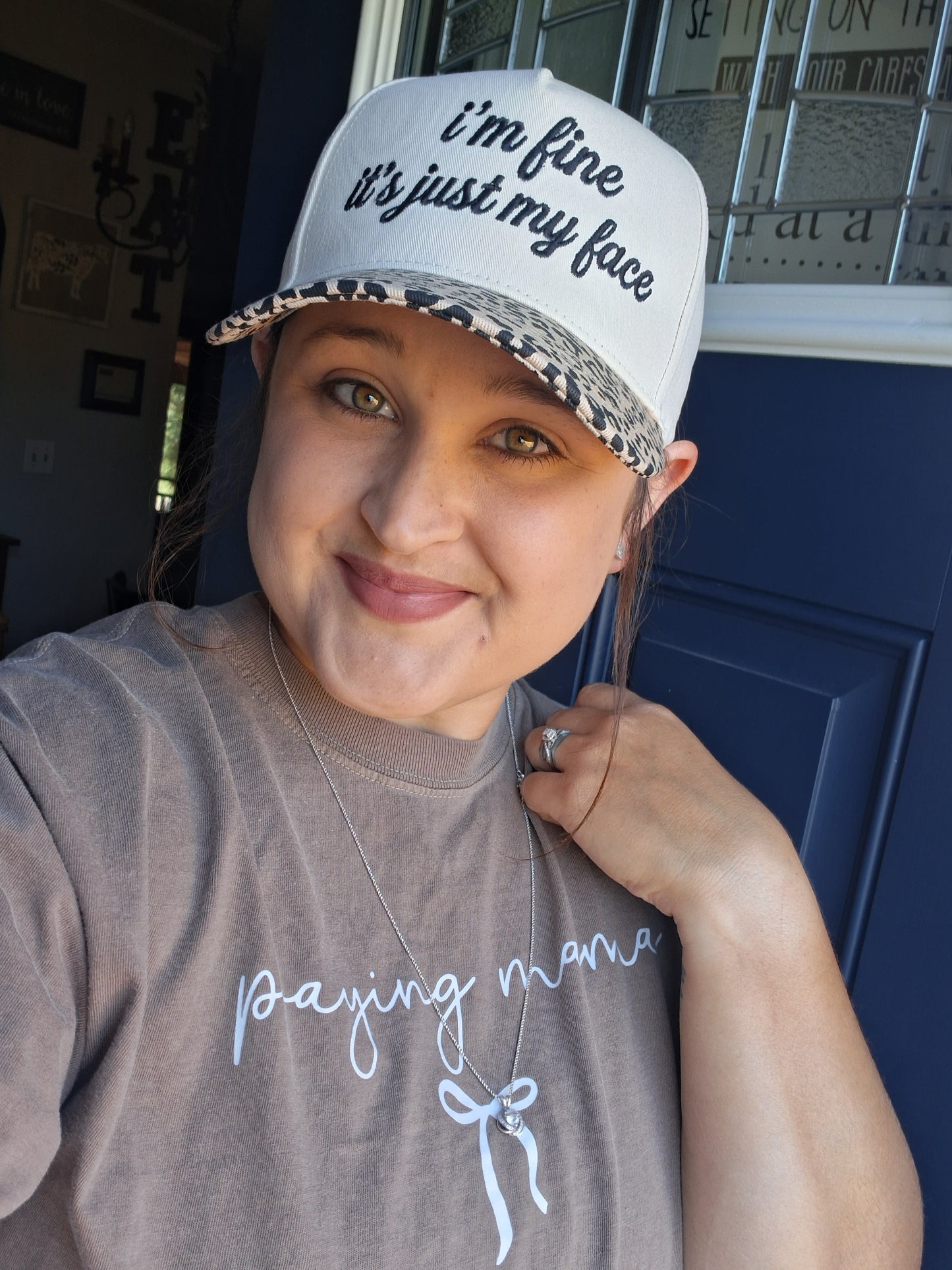 Just My Face Embroidered Leopard Hat