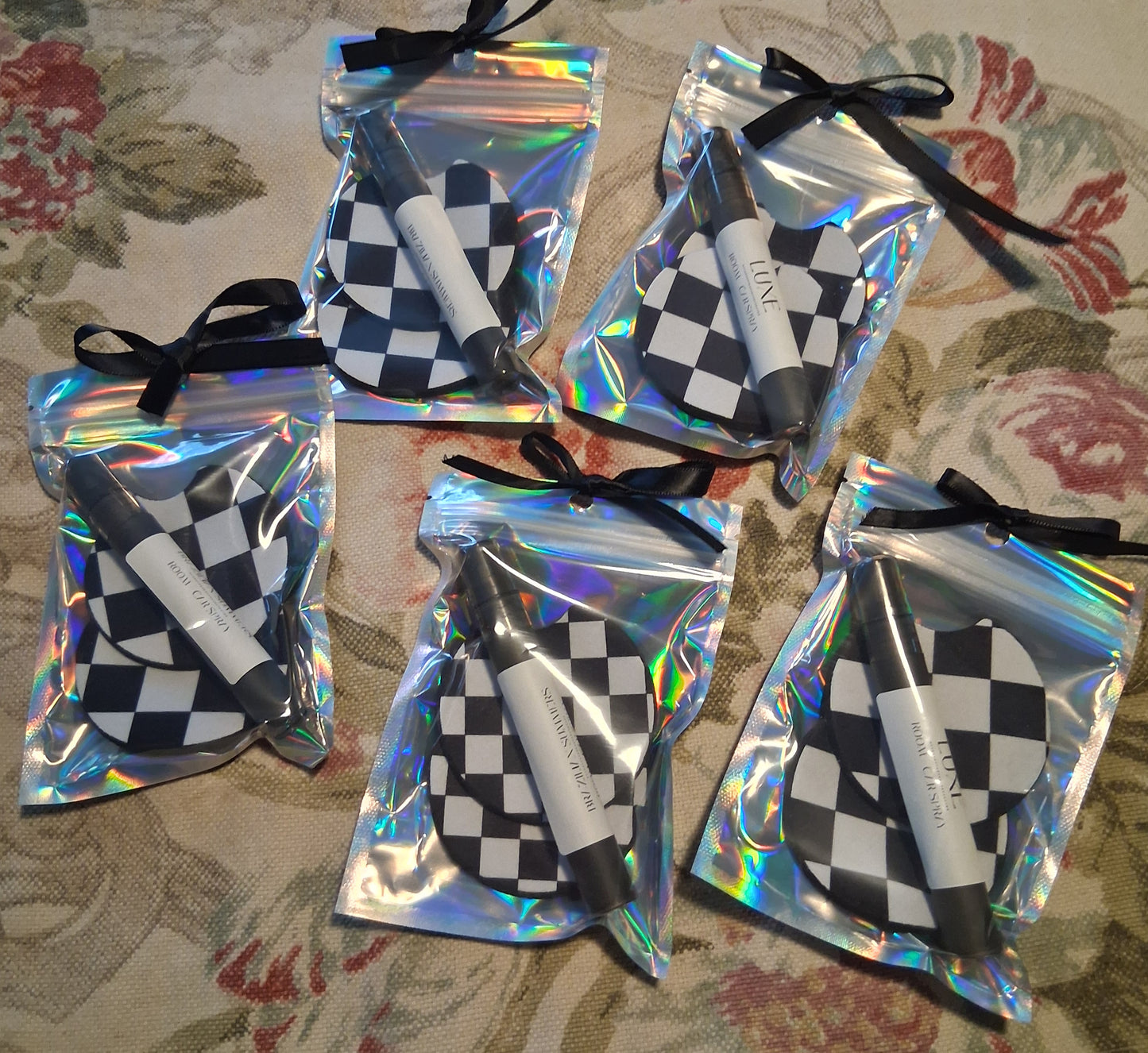 Checkered Car Coaster & Random Scent Bundle