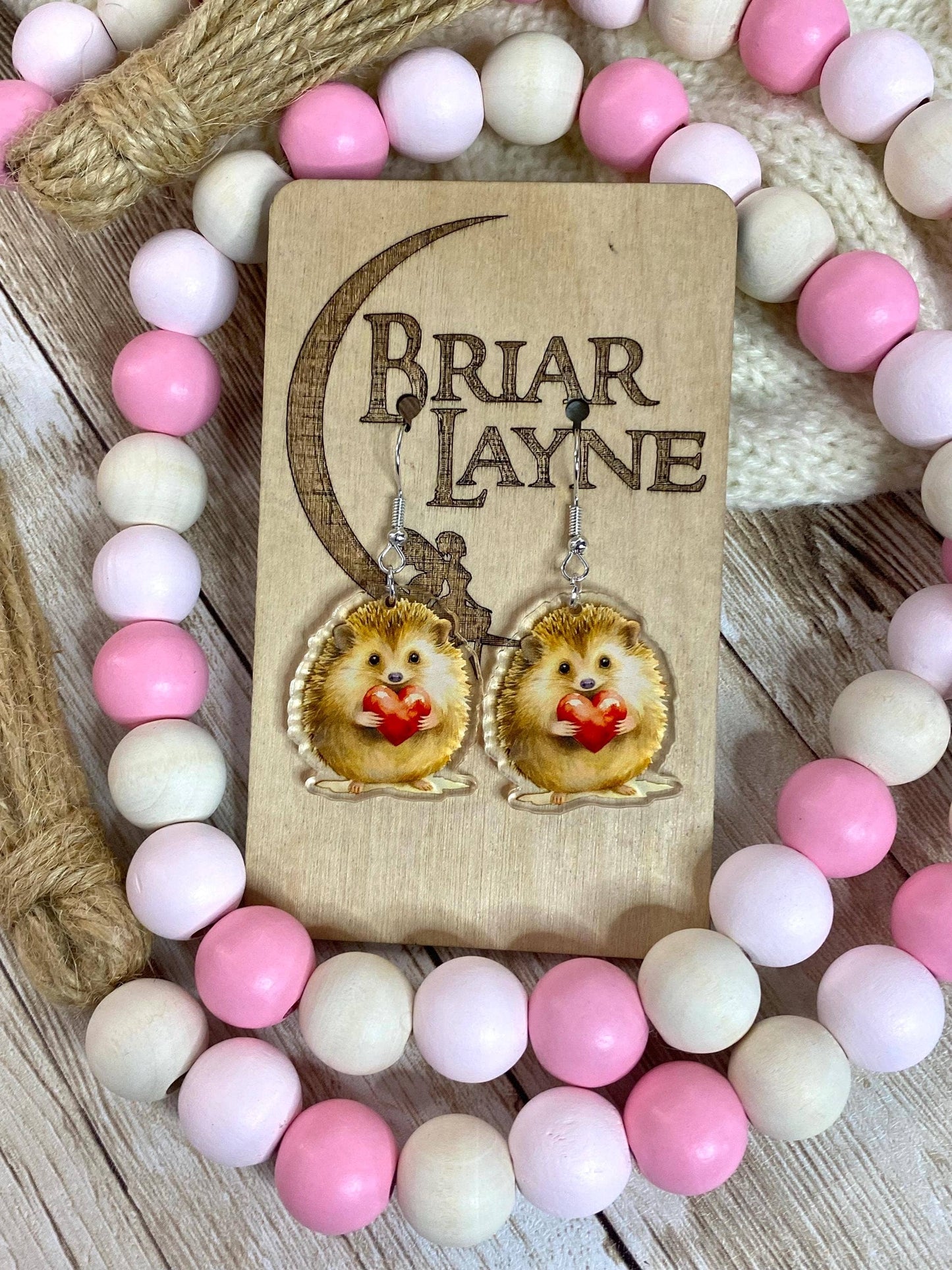 Hedgehog Valentine Heart Earrings