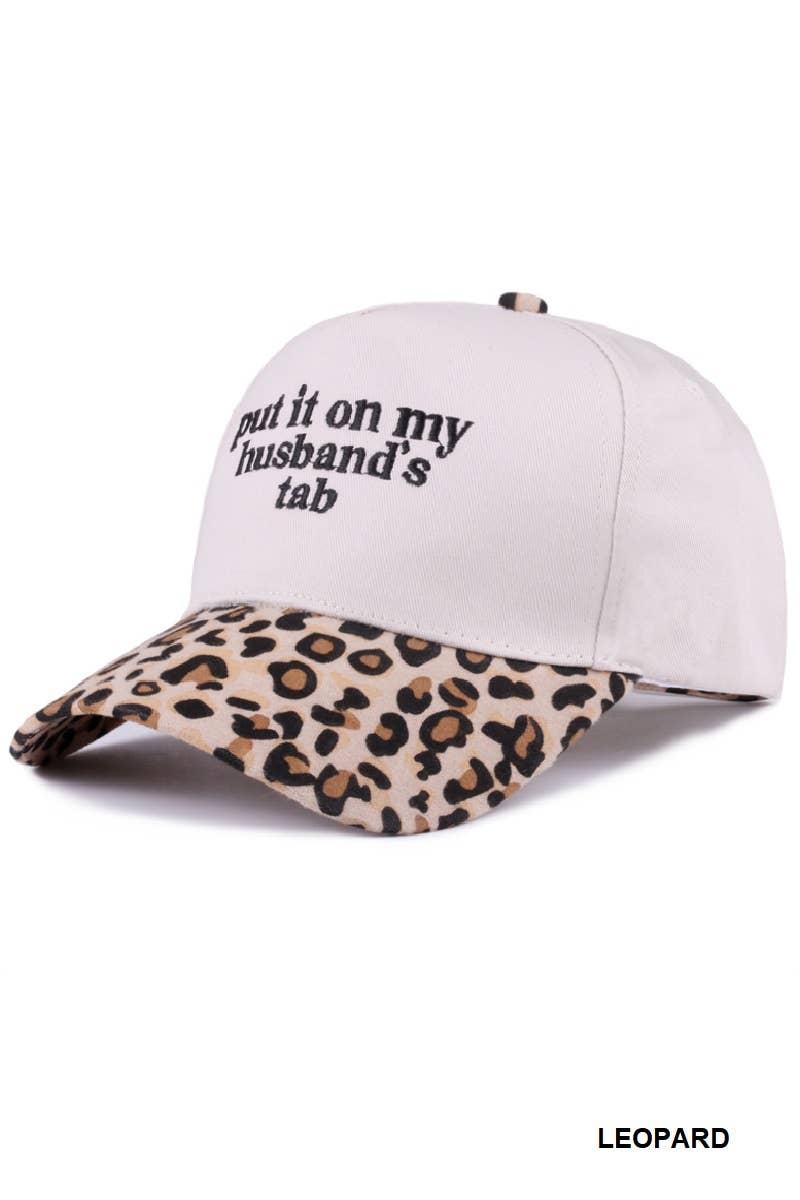 Put It On My Husband's Tab Two Tone Canvas Cotton Cap-LEOPARD