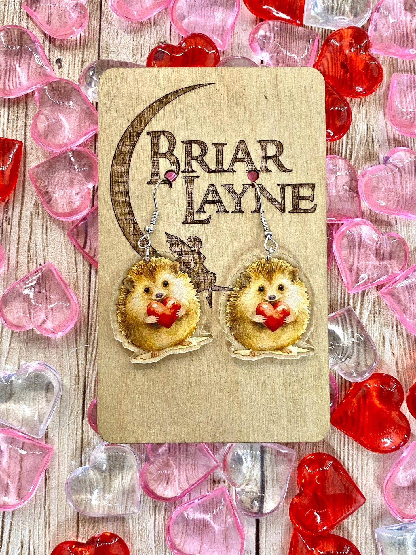 Hedgehog Valentine Heart Earrings