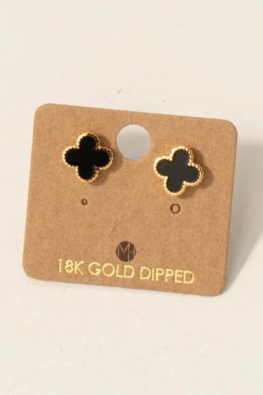Gold Dipped Epoxy Clover Stud Earrings - AshBrooke's BoutiqueGold Dipped Epoxy Clover Stud Earrings