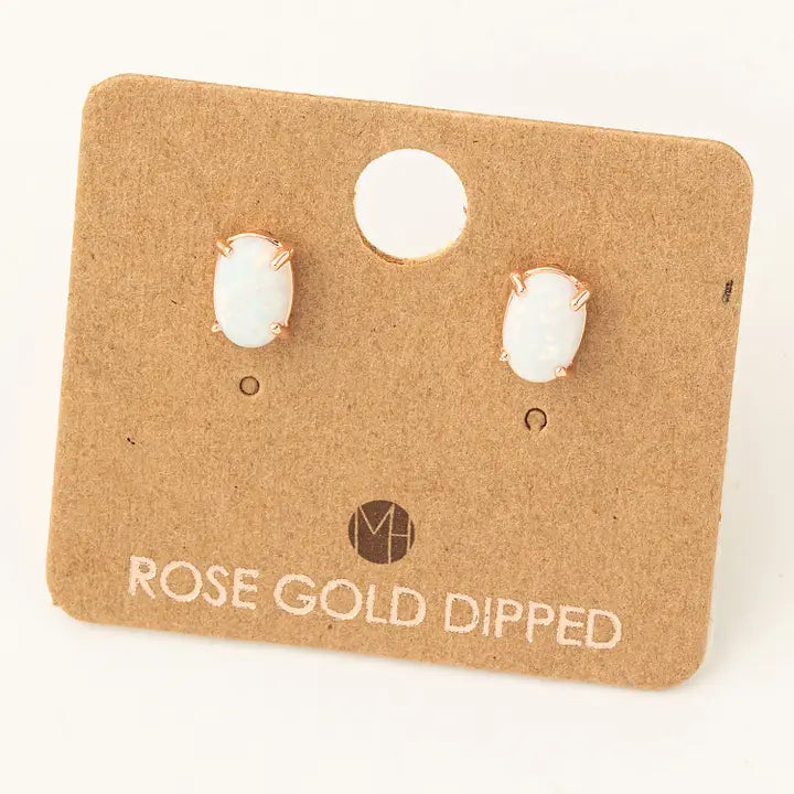 Gold Dipped Opal Stone Stud Earrings