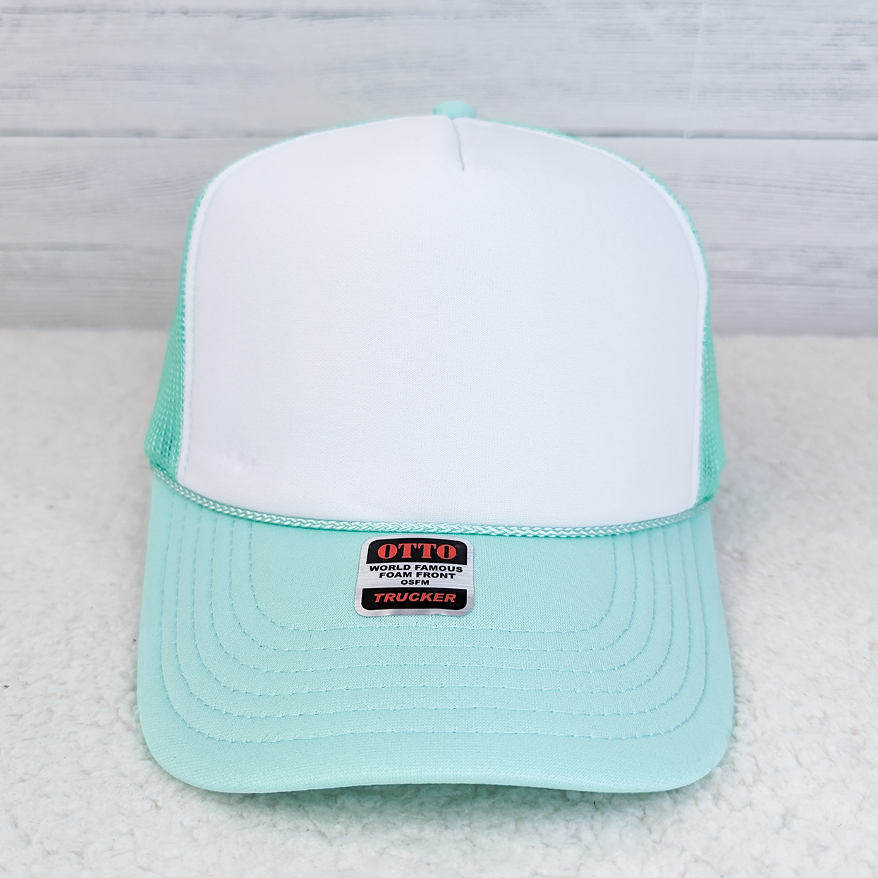 Mint & White Foam Trucker Hat