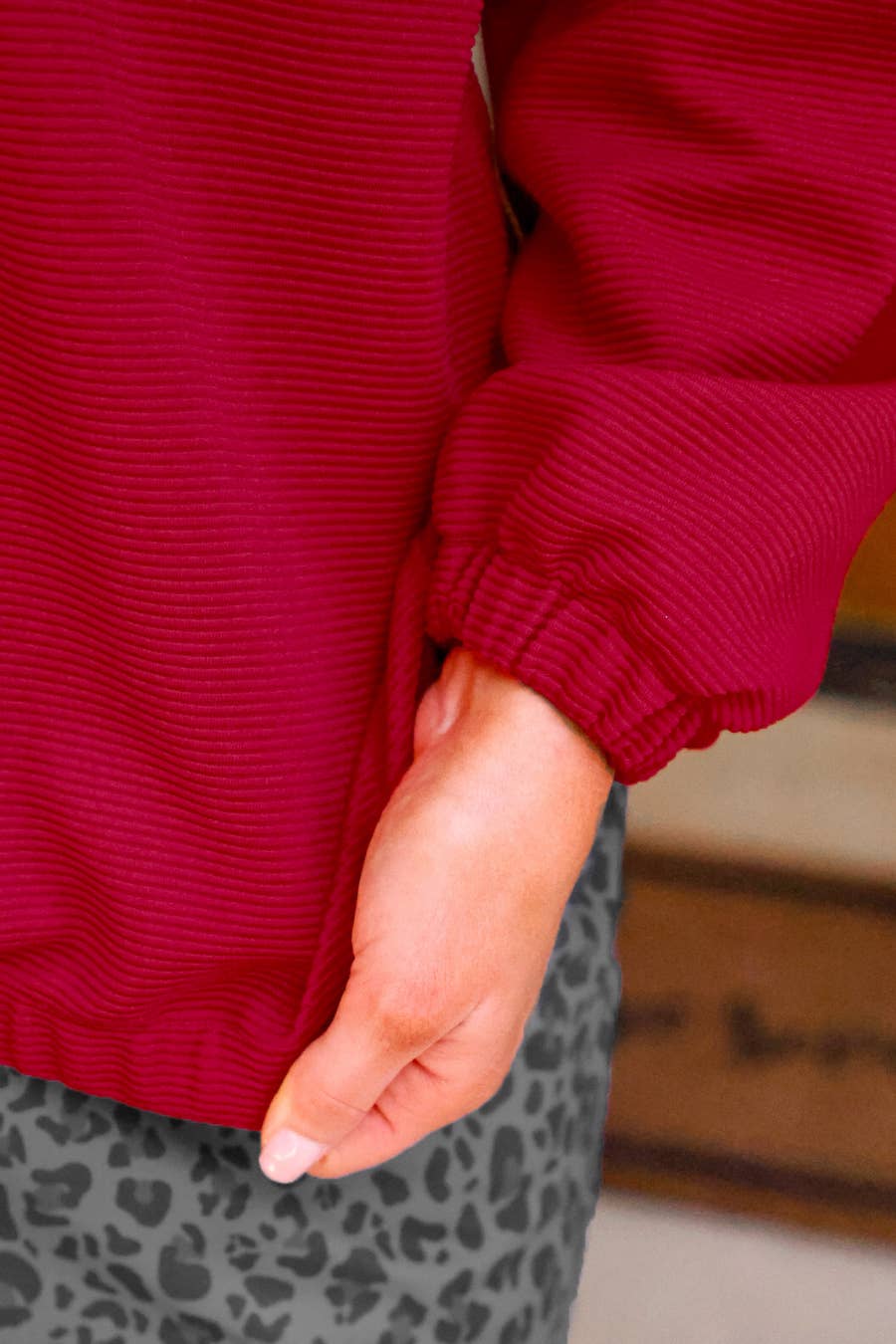 Levi Ribbed Quarter Zip Pullover- Red