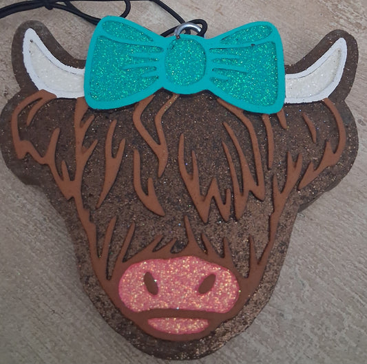 Highland Cow Face Car Freshie   