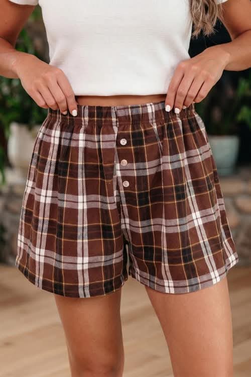 Brown Plaid Boxer Shorts