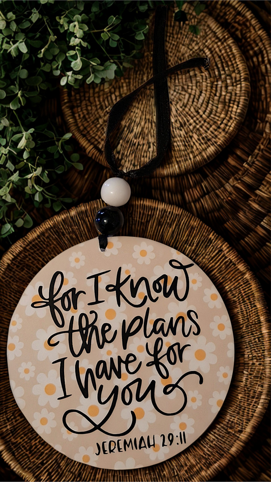 Handmade Jeremiah 29:11 Rearview Mirror Hanger