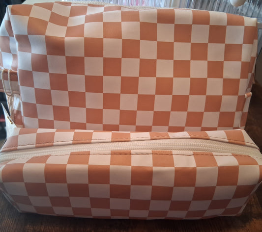 Set of 2 Checkered Cosmetic Bag