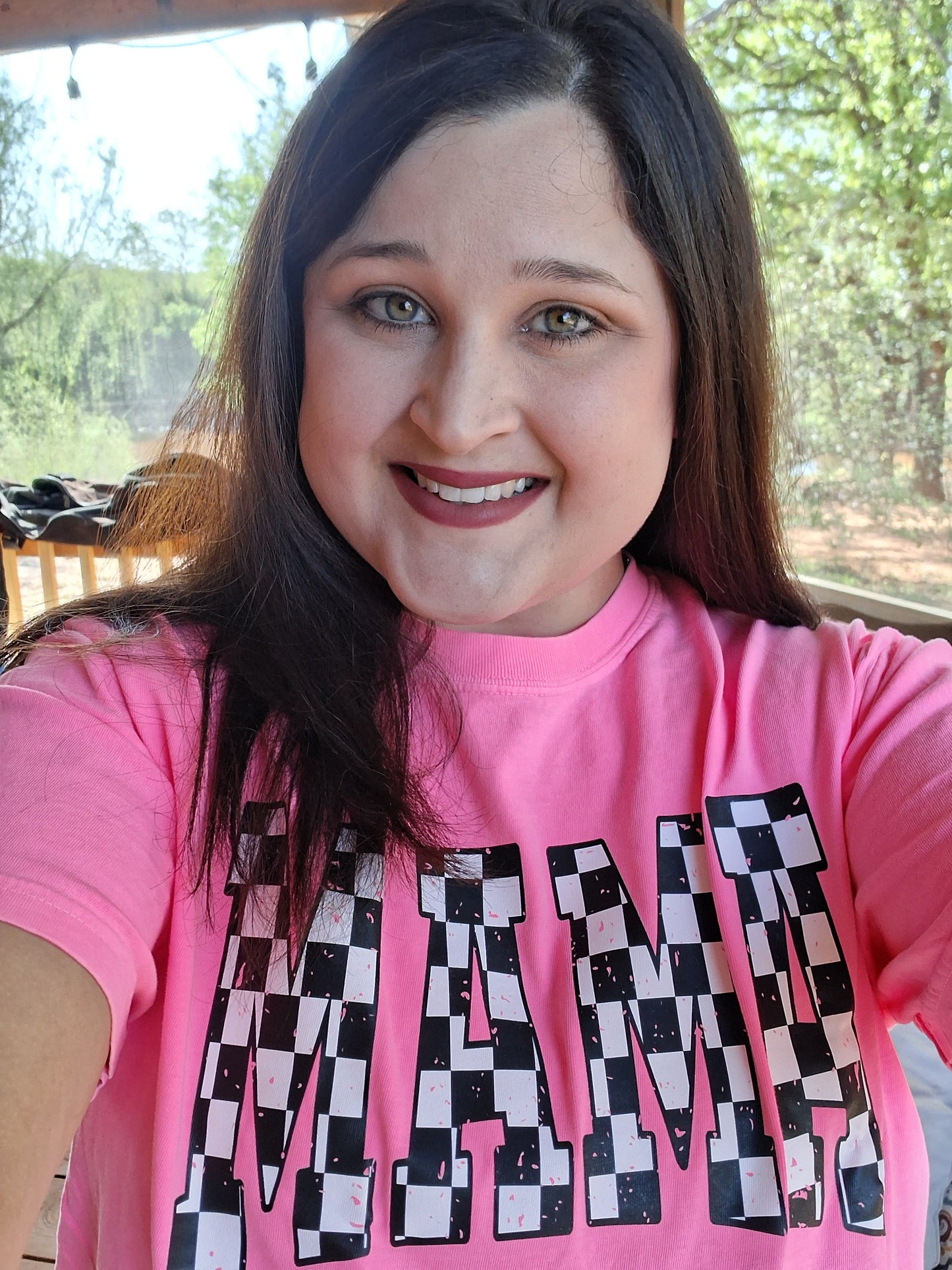Checkered Mama Neon Tee