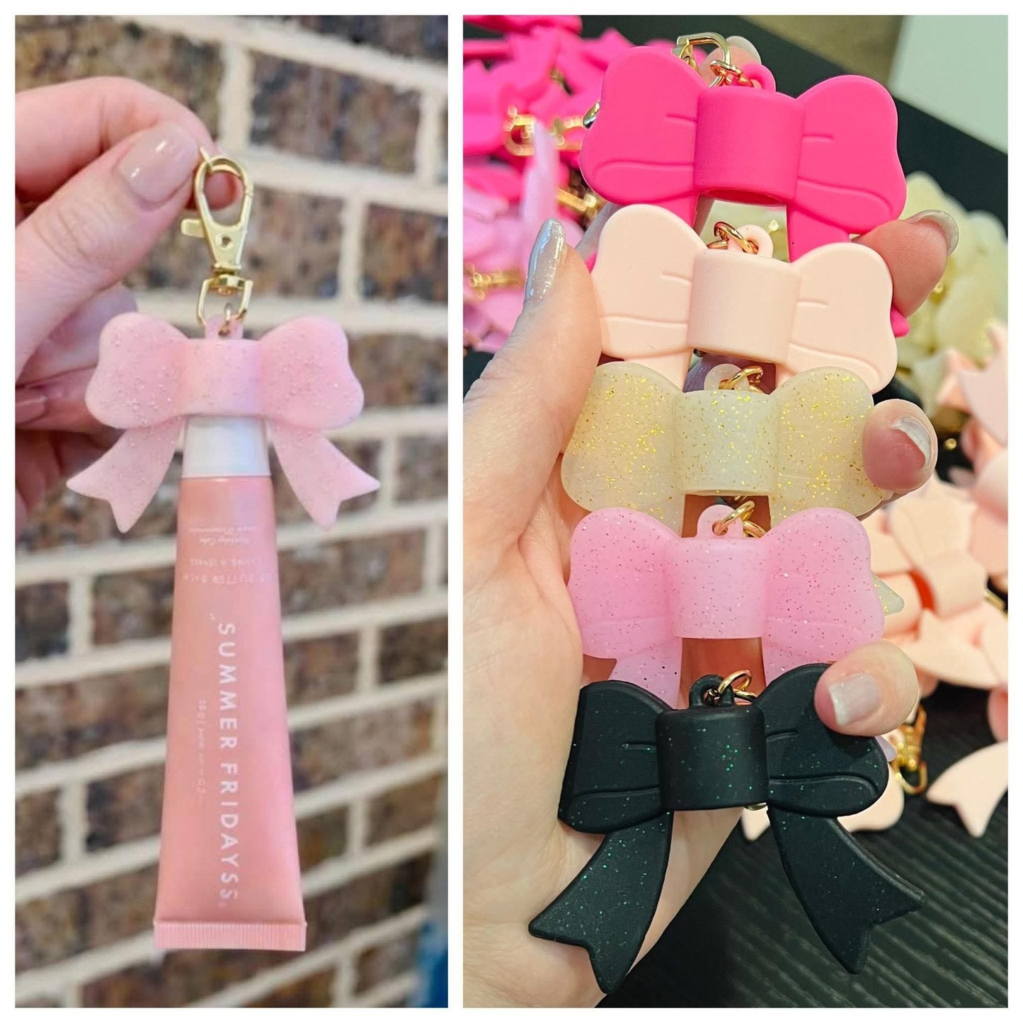 SF Lip Balm Bow Keychains