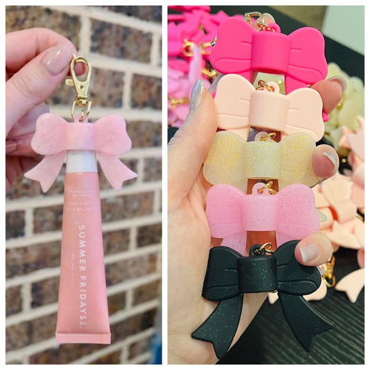 SF Lip Balm Bow Keychains