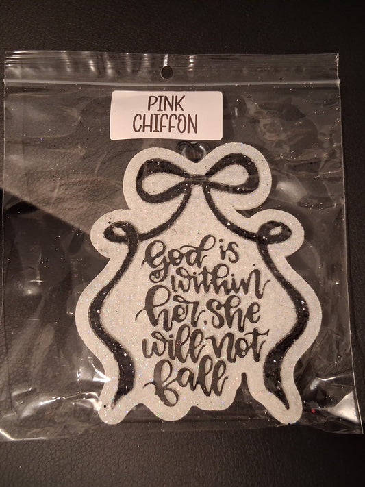 God Is Within Her With Bow Car Freshie     